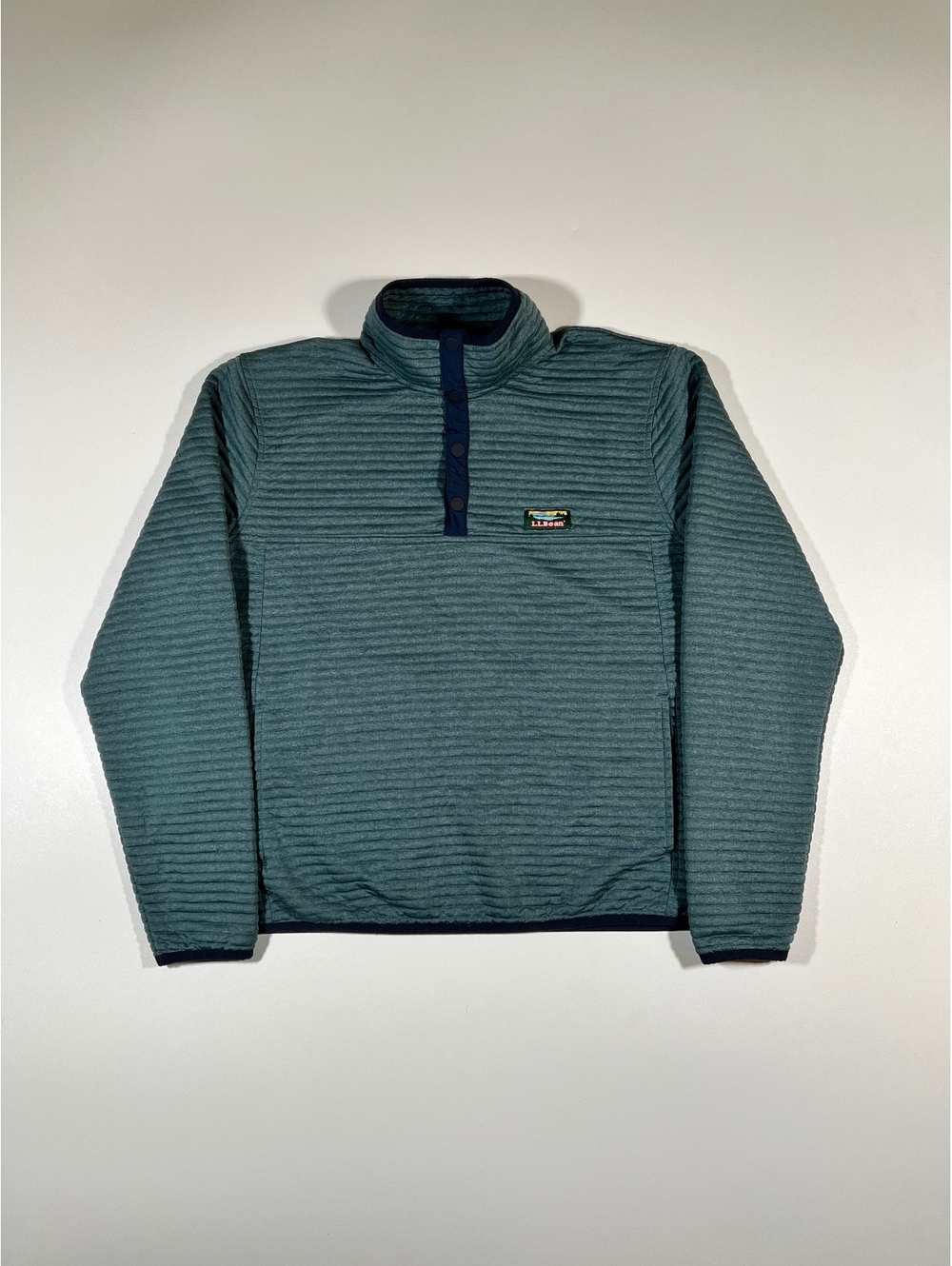 L.L.Bean striped quarter snap fleece pullover